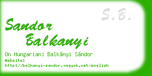 sandor balkanyi business card